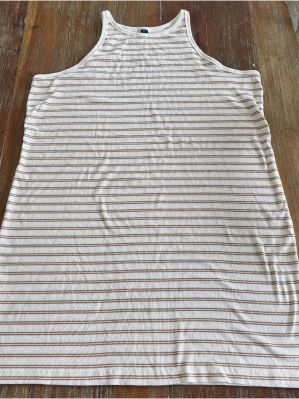 Striped White and Tan Tank Top